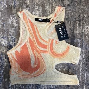 jaded london orange swirl print crop top